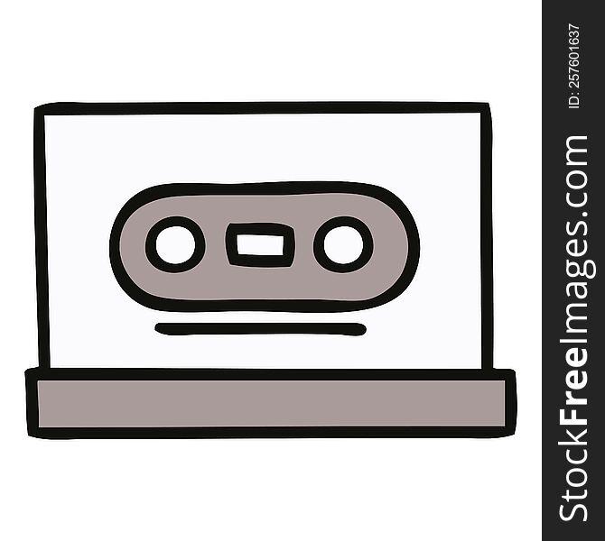 cute cartoon of a retro cassette. cute cartoon of a retro cassette