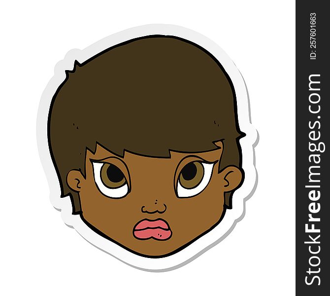 sticker of a cartoon sulking woman