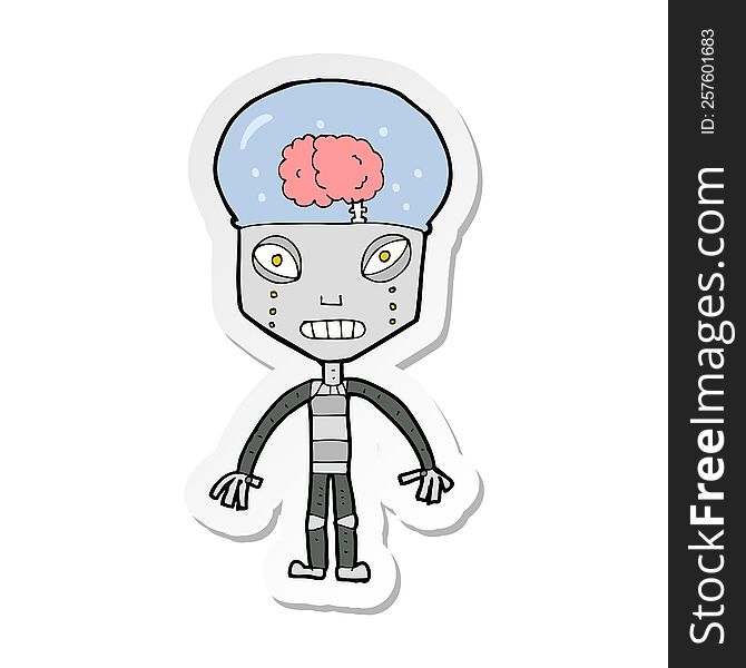 Sticker Of A Cartoon Weird Robot