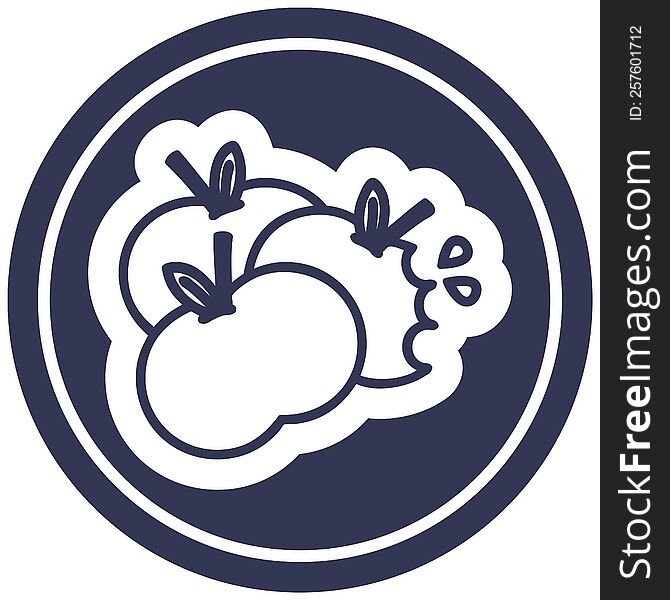 juicy apples circular icon symbol