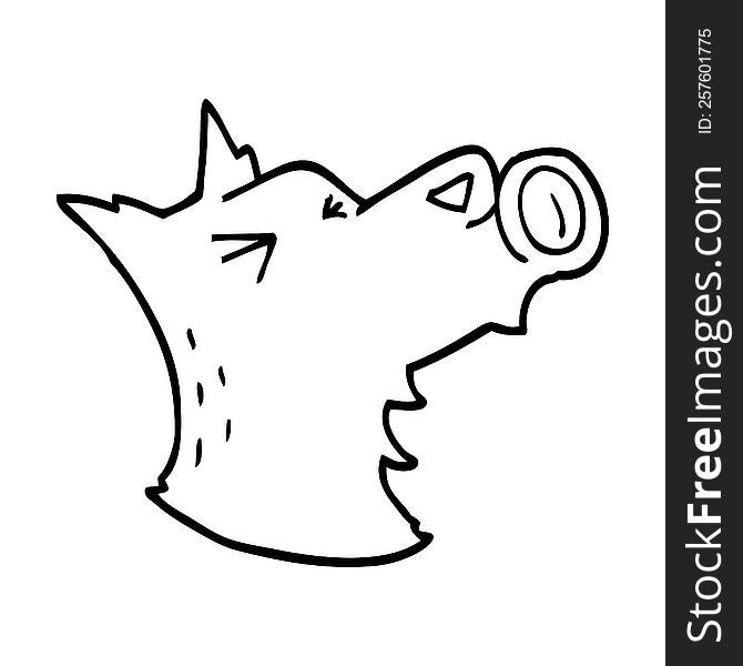 line drawing cartoon howling wolf