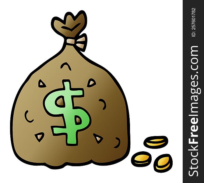 cartoon doodle bag of money