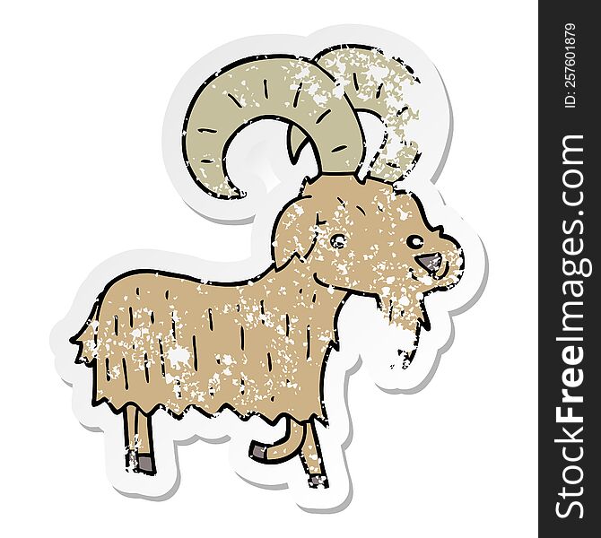 Distressed Sticker Of A Cartoon Goat