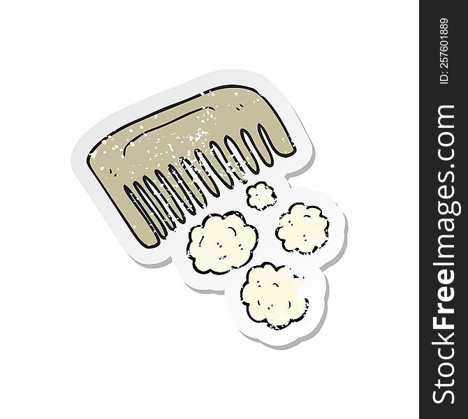 Retro Distressed Sticker Of A Cartoon Comb