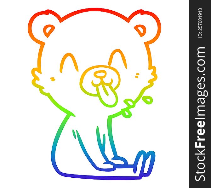 rainbow gradient line drawing of a rude cartoon bear