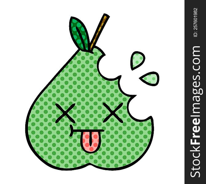 comic book style cartoon of a green pear