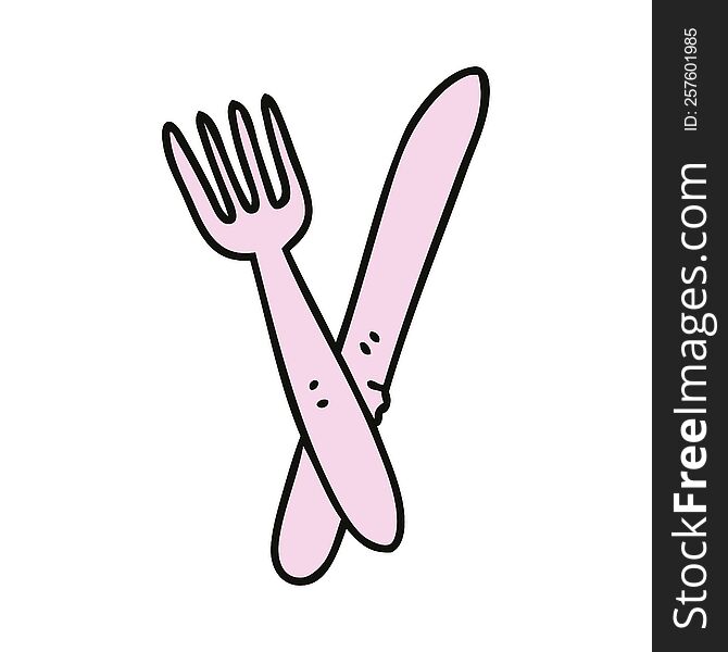 hand drawn quirky cartoon cutlery. hand drawn quirky cartoon cutlery