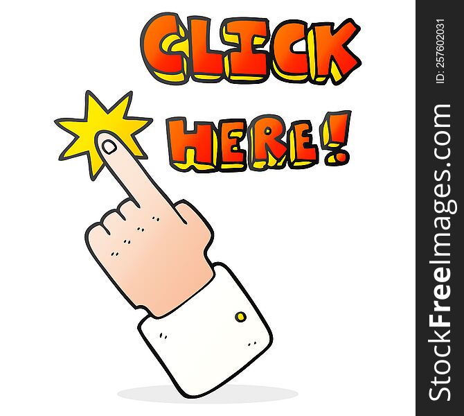 Cartoon Click Here Sign With Finger