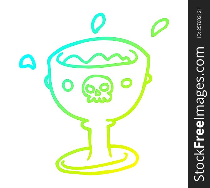 cold gradient line drawing of a spooky cartoon goblet of blood