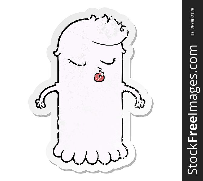Distressed Sticker Of A Cartoon Cute Ghost