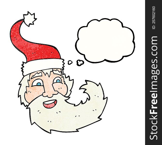 freehand drawn thought bubble textured cartoon santa claus laughing