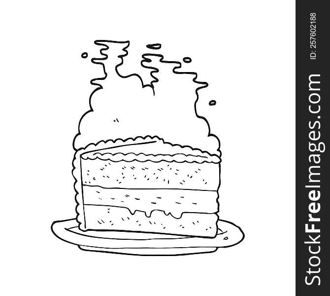 freehand drawn black and white cartoon cake
