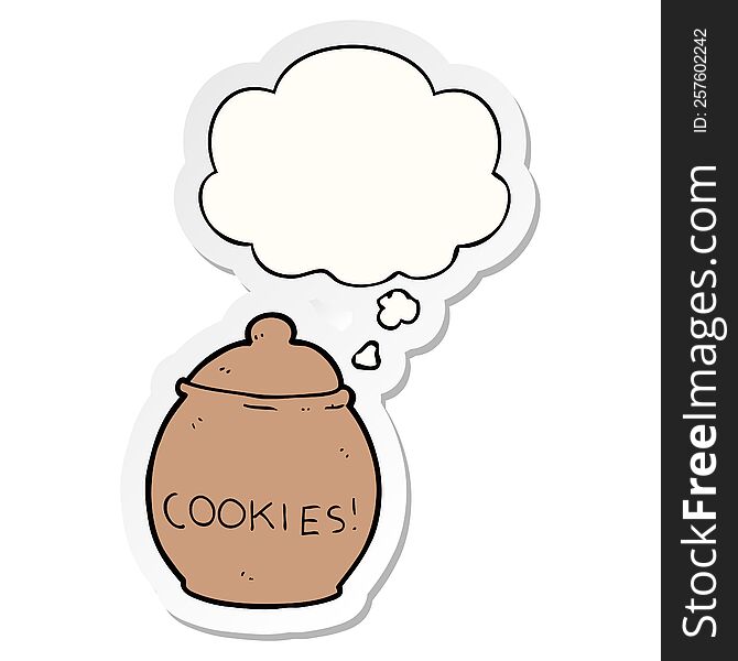 Cartoon Cookie Jar And Thought Bubble As A Printed Sticker