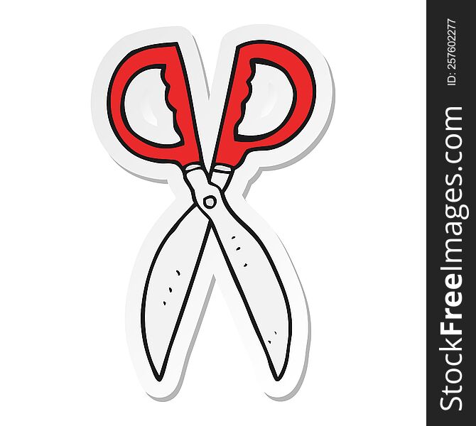 sticker of a cartoon pair of scissors