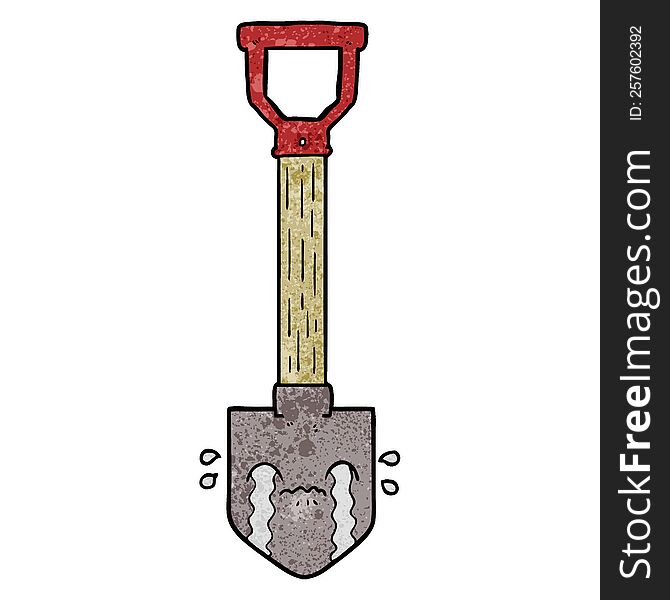 cartoon crying shovel. cartoon crying shovel