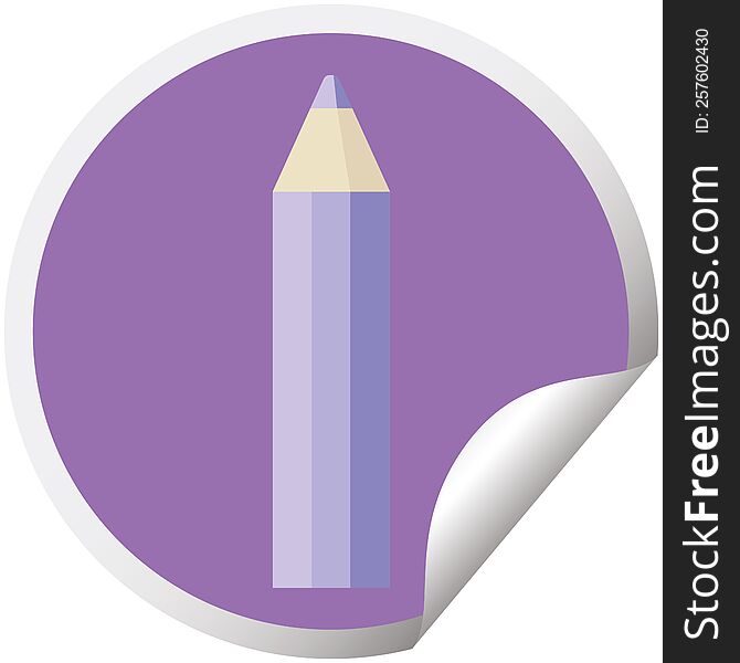 purple coloring pencil graphic vector illustration circular sticker. purple coloring pencil graphic vector illustration circular sticker