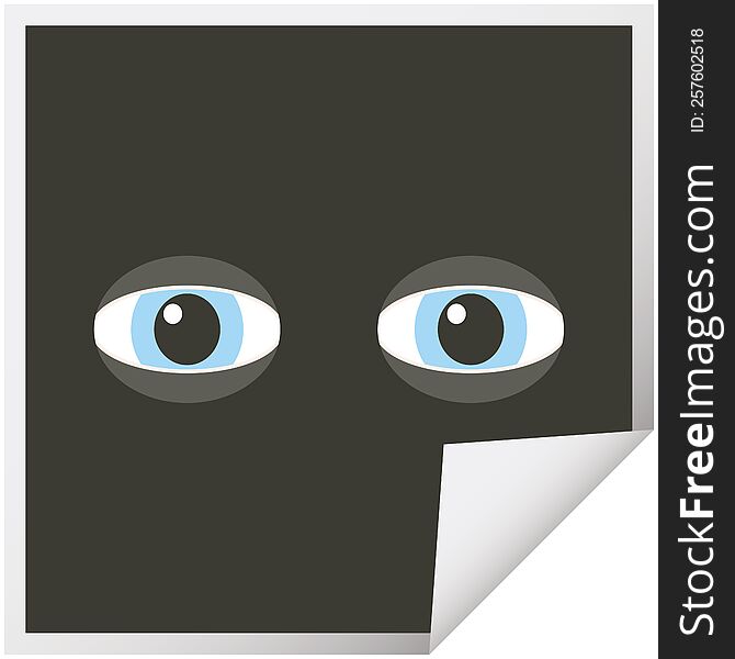 staring eyes graphic vector illustration square sticker. staring eyes graphic vector illustration square sticker