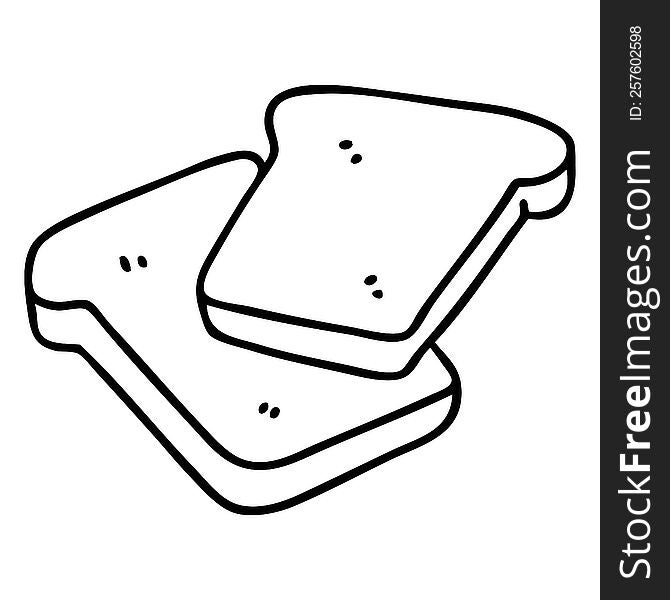 line doodle slices of wholemeal bread