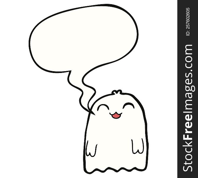 Cartoon Ghost And Speech Bubble