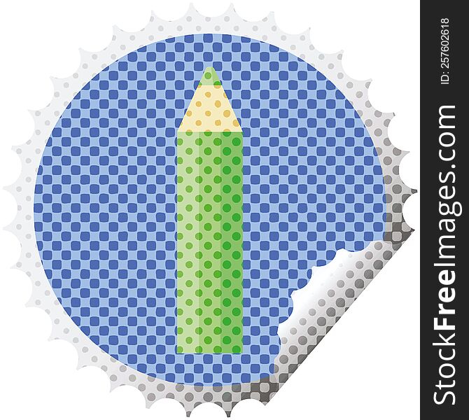 Green Coloring Pencil Round Sticker Stamp