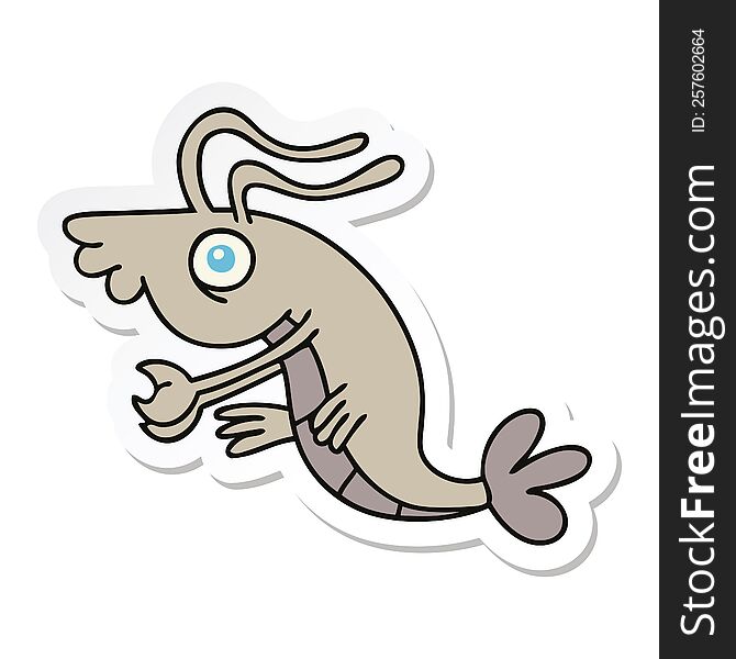 Sticker Of A Quirky Hand Drawn Cartoon Crayfish