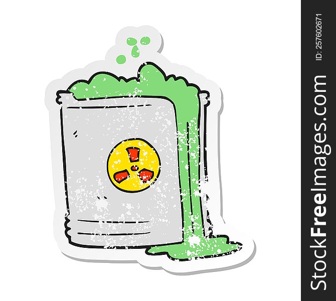 Retro Distressed Sticker Of A Cartoon Radioactive Waste