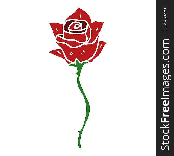 cartoon doodle red rose