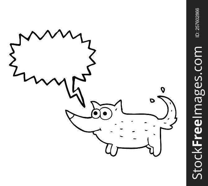 Speech Bubble Cartoon Dog Wagging Tail