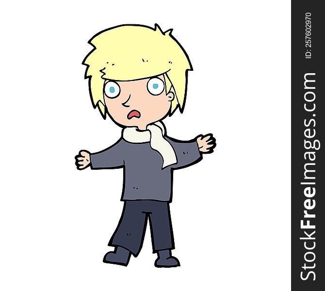 cartoon unhappy boy