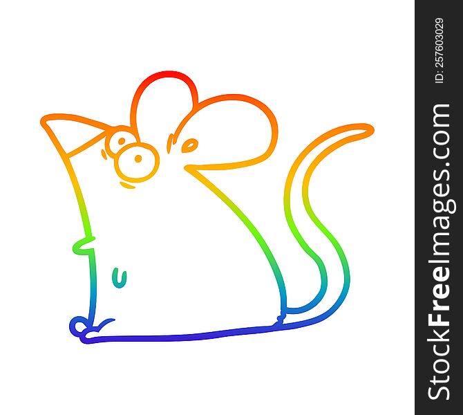rainbow gradient line drawing of a cartoon frightened mouse