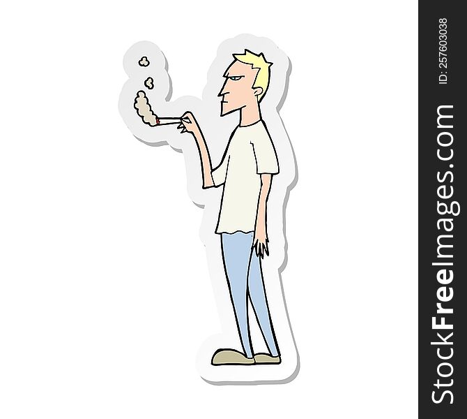 Sticker Of A Cartoon Annoyed Smoker