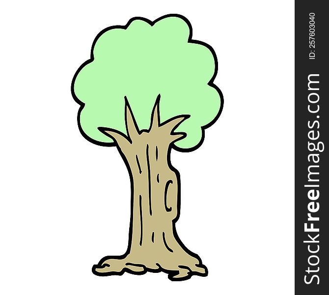 hand drawn doodle style cartoon tree