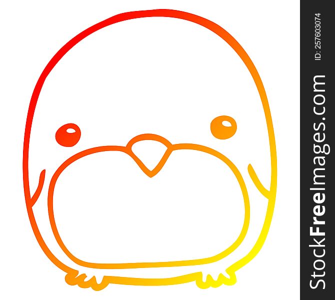 Warm Gradient Line Drawing Cute Cartoon Penguin