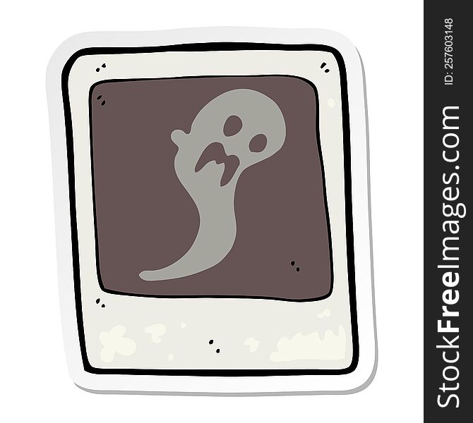 Sticker Of A Cartoon Ghost In The Photograph