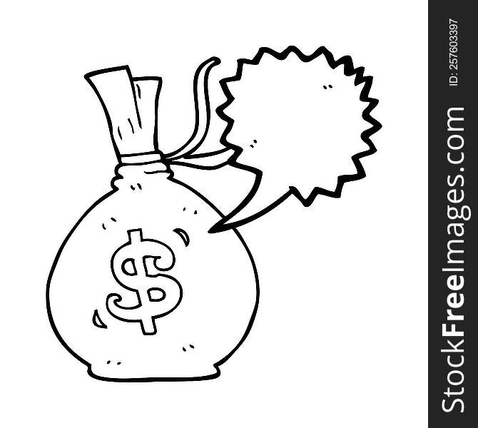 freehand drawn speech bubble cartoon bag of money