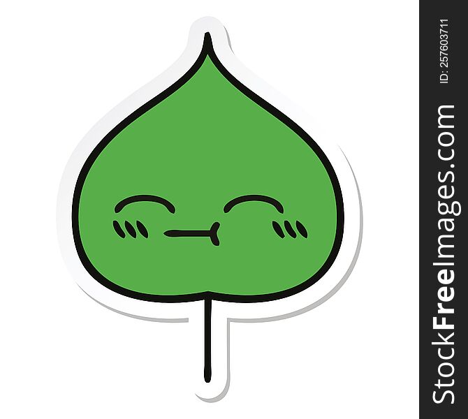 Sticker Of A Cute Cartoon Expressional Leaf