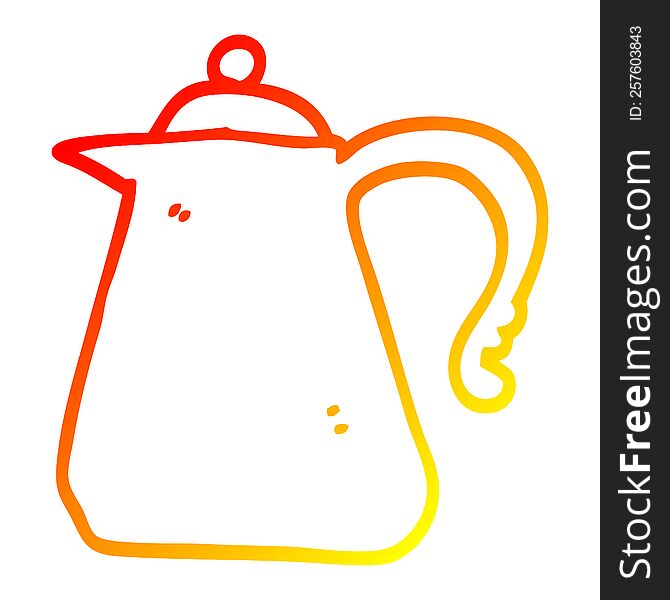 warm gradient line drawing cartoon kettle