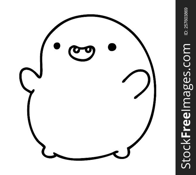 line doodle of a happy bean creature. line doodle of a happy bean creature