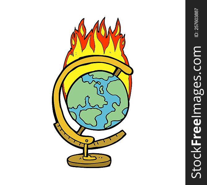 Cartoon Burning Globe