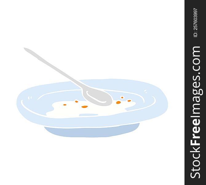 flat color illustration of a cartoon empty cereal bowl