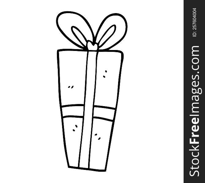 line drawing cartoon wrapped gift