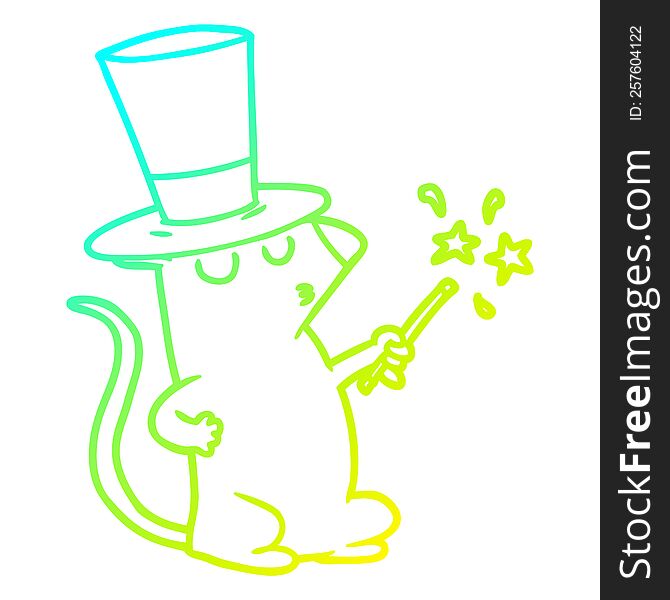 Cold Gradient Line Drawing Cartoon Mouse Magician