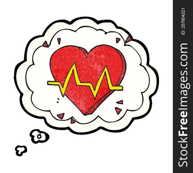 freehand drawn thought bubble textured cartoon heart rate