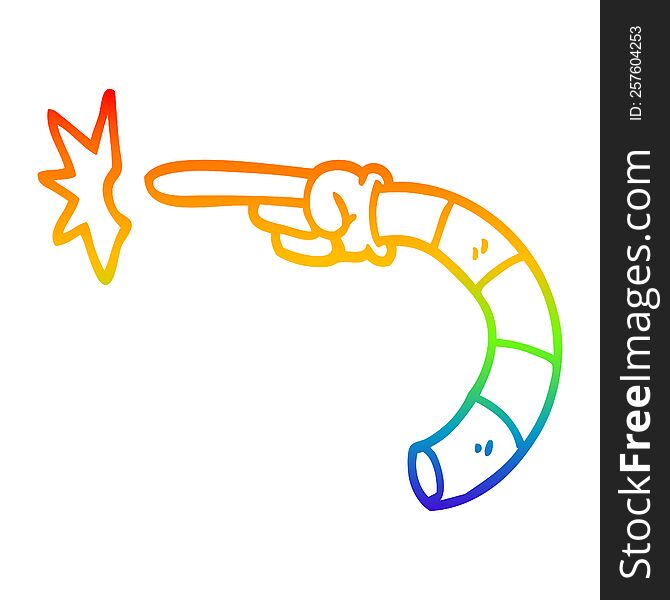 Rainbow Gradient Line Drawing Cartoon Pointing Hand