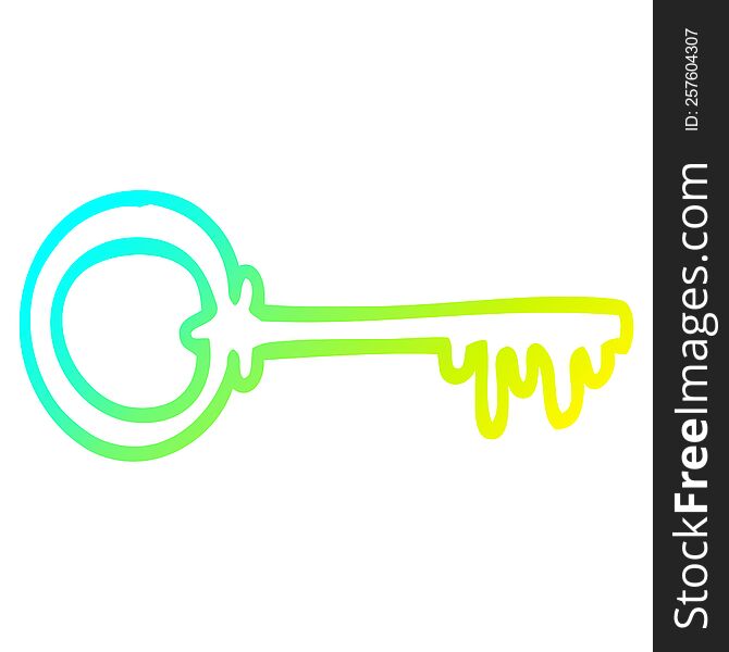 cold gradient line drawing of a cartoon key
