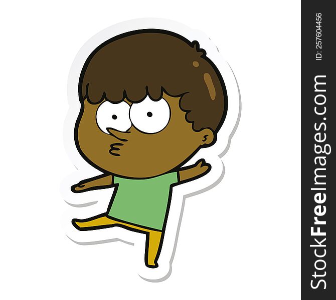 Sticker Of A Cartoon Curious Boy