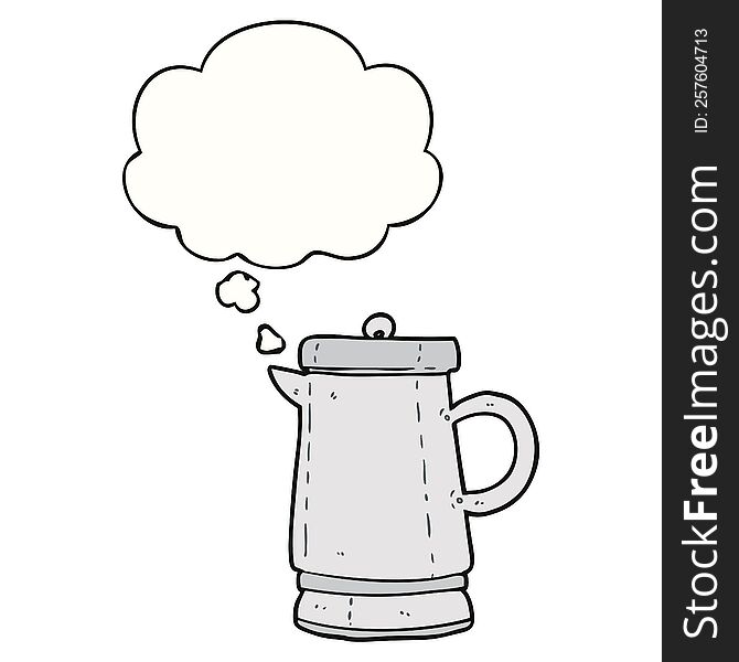 cartoon old kettle with thought bubble. cartoon old kettle with thought bubble