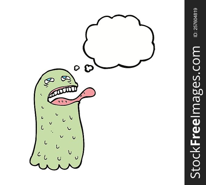 Cartoon Funny Ghost With Thought Bubble