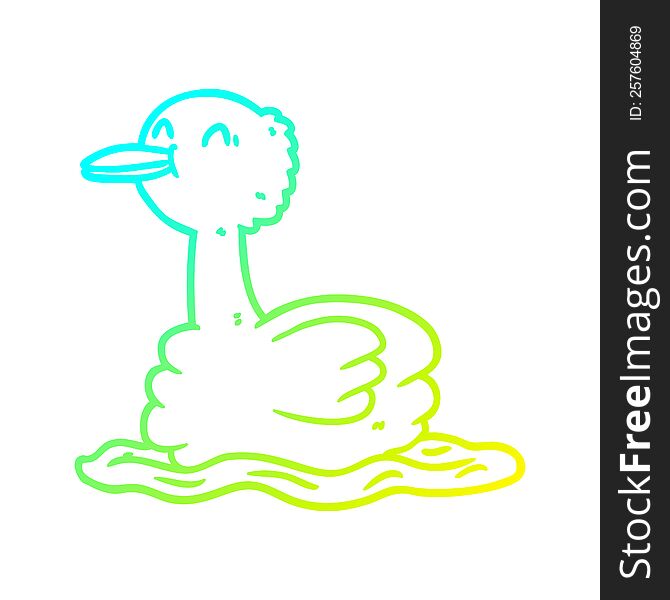 Cold Gradient Line Drawing Swimming Duck