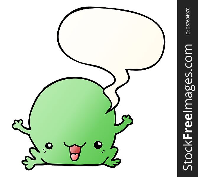 Cartoon Frog And Speech Bubble In Smooth Gradient Style